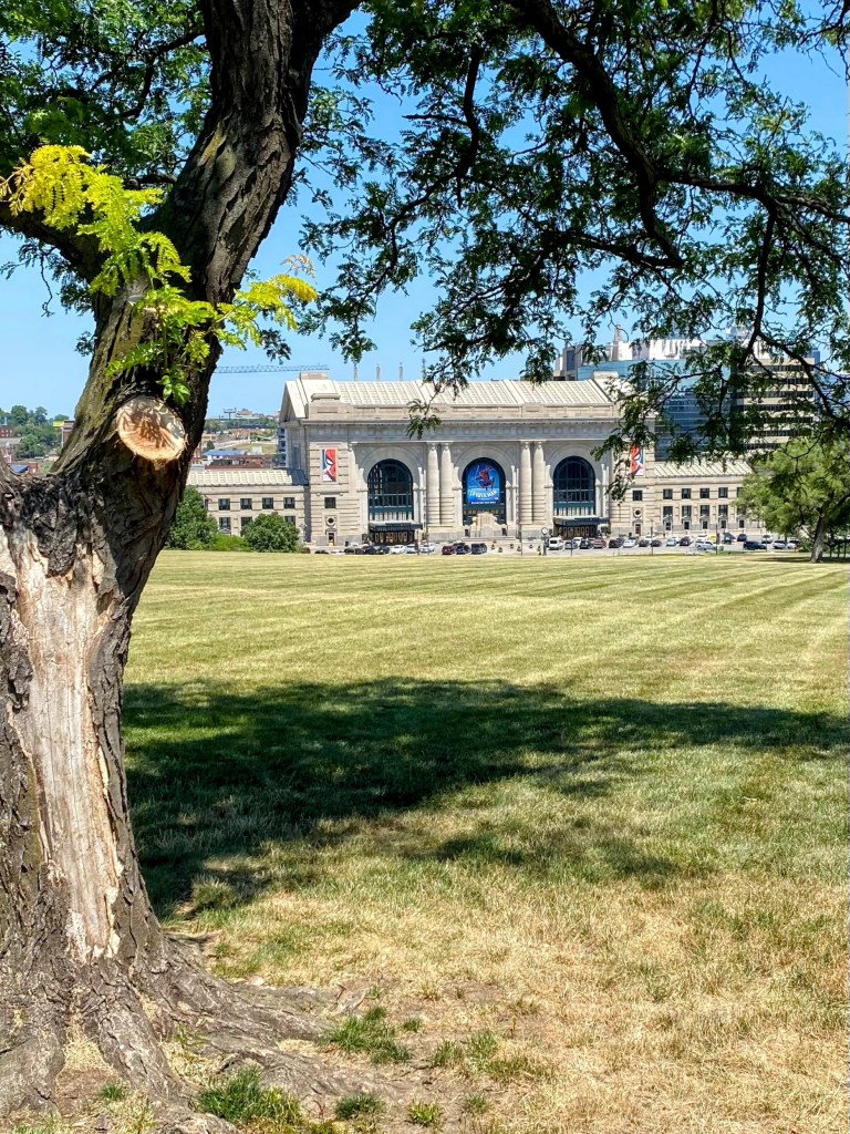 Photo. Looking towards Union Station in Kansas City from the hill that leads to the Liberty Memorial. 